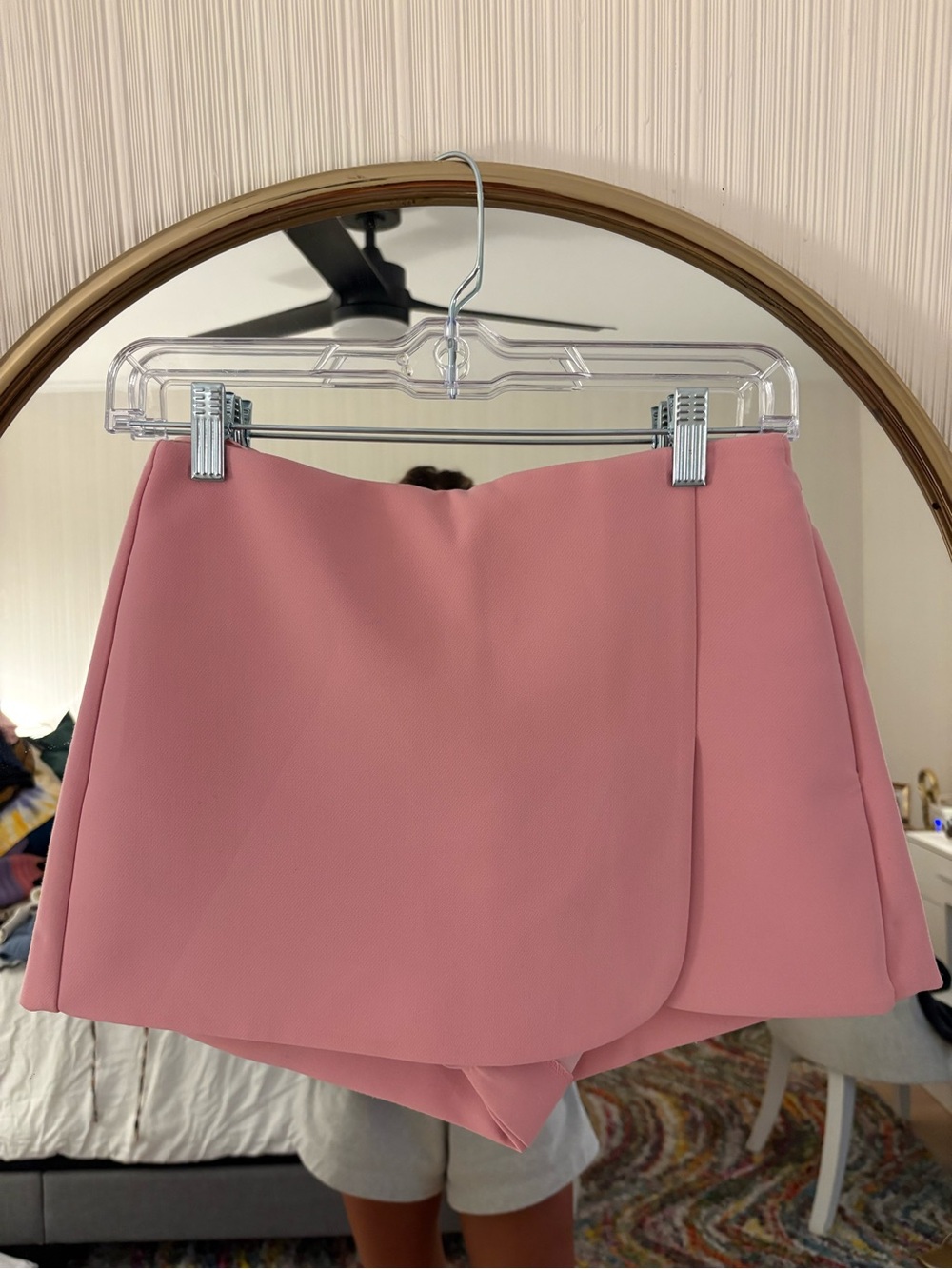 Zara Dusty Pink Wrap-Front Skort
